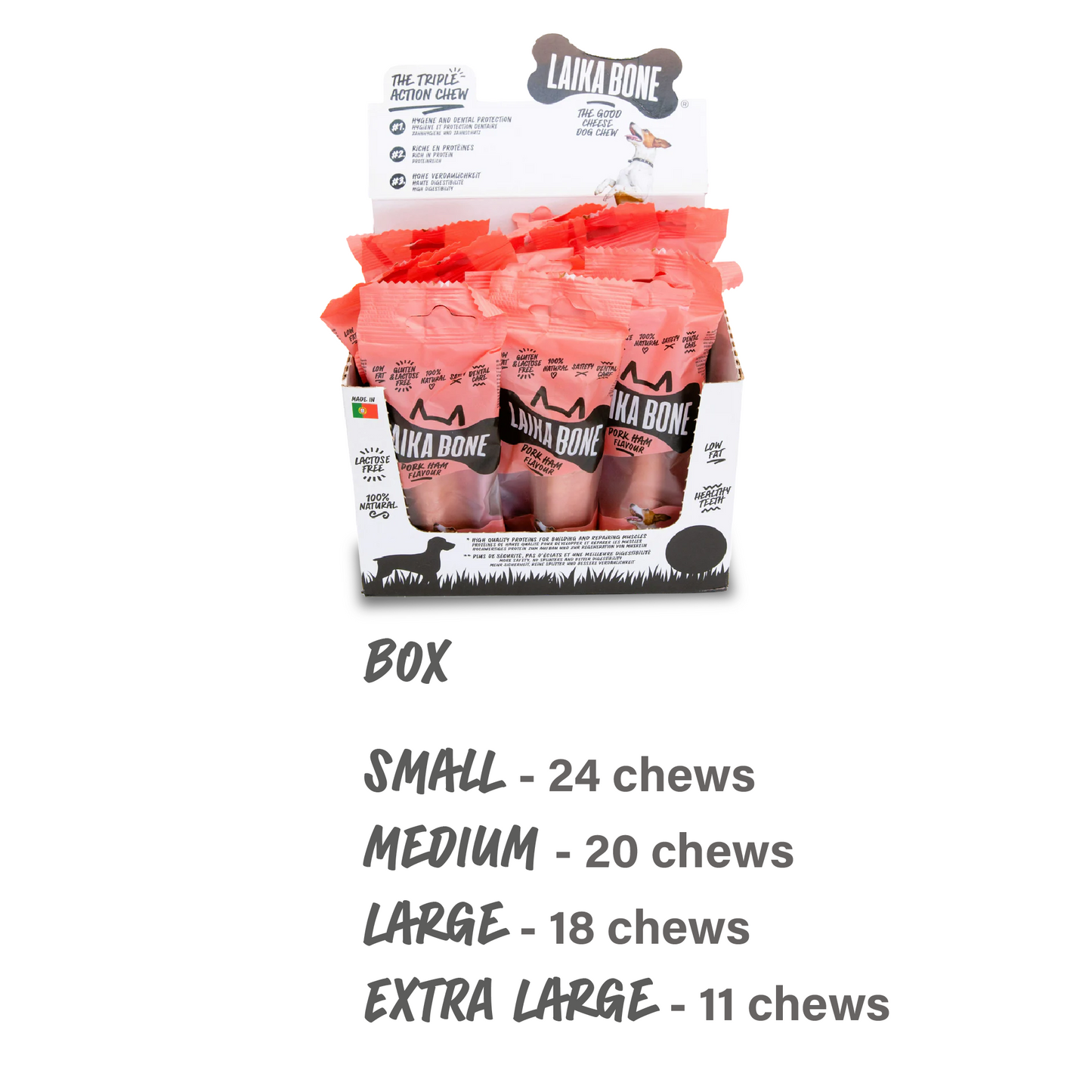 Dog treats Cheese & Ham/Bacon chew (BOX)